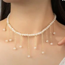 گردنبند زنانه مروارید سنگی کد G1526