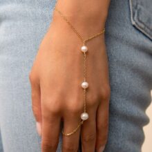 دستبند طرح سه مروارید کد D1547