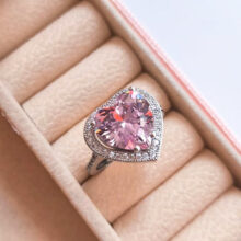 انگشتر قلب الماس صورتی کد A1013